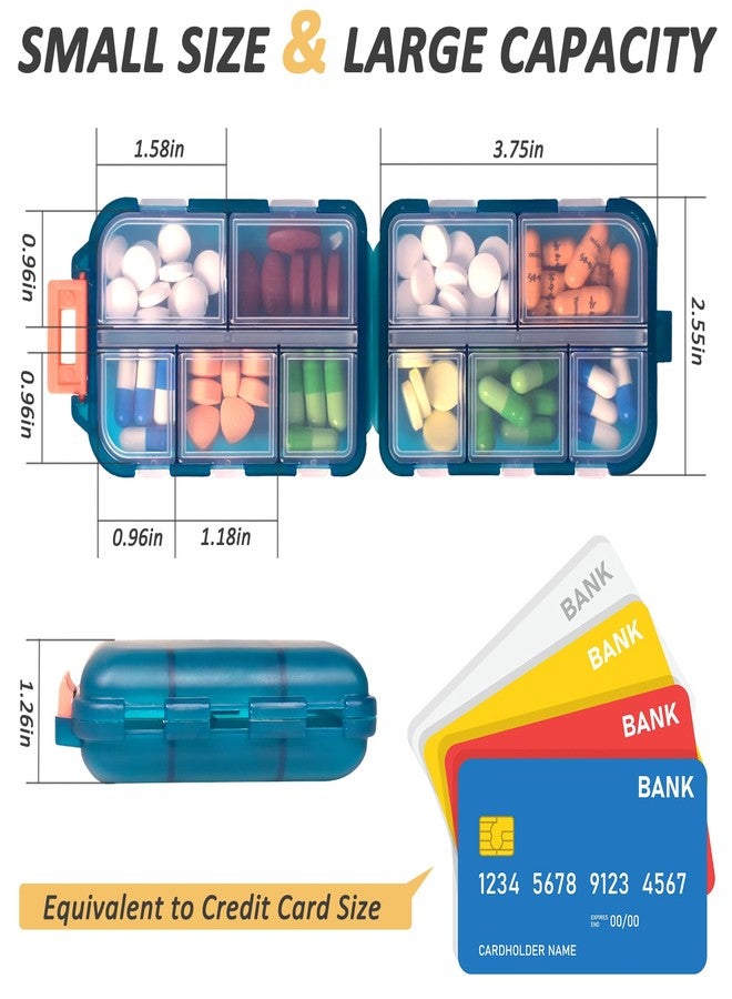 CAPHONT 2 Pcs Travel Pill Organizer with Labels, Portable Travel Medicine Daily Pill Container Organizer 7 Day Pill Case Storage Vitamin Fish Oil (Blue & Red, 320 Medicine Lables) - Image 2